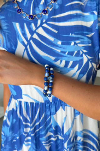Floral Bead Bracelet Blue Bracelets Pink Panache