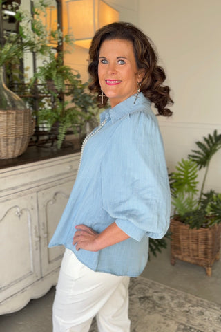 Valerie Top Light Denim Shirts & Tops Easel