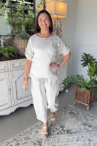 Hey Girl Linen Top Natural Shirts & Tops Miss Coco