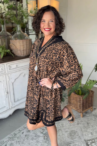 Frisky Feline Dress Taupe by Umgee