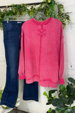 Ripples Top Cornflower Blue Sweatshirt Zenana
