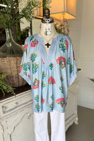 Waverly Top Blue by Umgee Shirts & Tops Umgee
