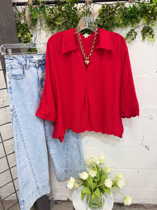 Fletcher Top Tomato by Umgee Shirts & Tops Umgee
