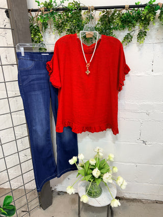Emmie Linen Top Blue Shirts & Tops Giada Fashion