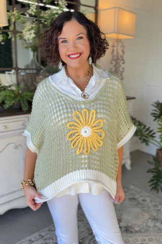 Bright Side Sage/Ivory sweater Pol Clothing