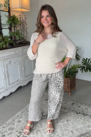 Meow Mix Pants Taupe Leopard Pants Davi & Dani