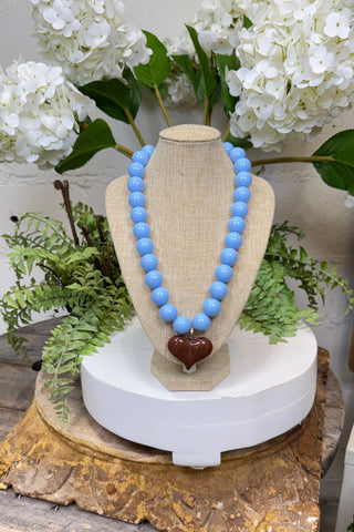Hearty Necklace Lt Blue