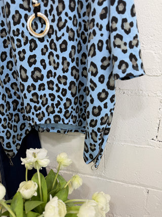 Notorious Top Blue Leopard Shirts & Tops YOLLY