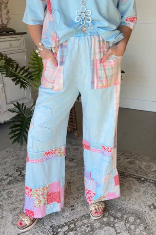 Sweet Patch Pants Baby Blue Pants J Her