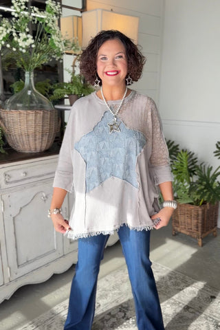 Lucky Stars Top Lt Ash by Easel Shirts & Tops Easel