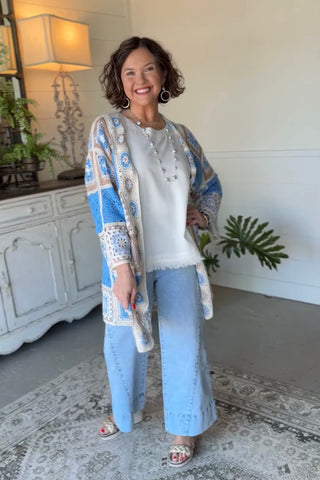 Heather Cardigan Blue by POL Clothing Cardigan Pol Clothing
