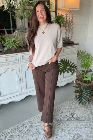 Basics Ribbed Top Khaki