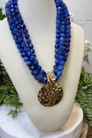 Bria Necklace Blue/Gold Necklaces Wona Trading