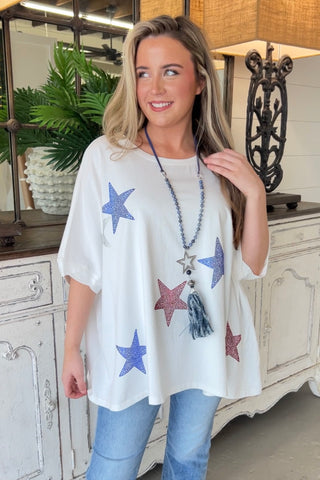Star Bright Top Baby Blue Shirts & Tops Peach Love