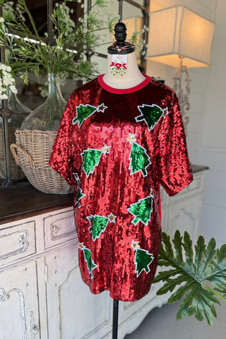 Holiday Sparkle Tunic Dress Red Dress/Tunic Wona Trading
