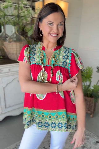 Alita Top Teaberry by Umgee Shirts & Tops Umgee