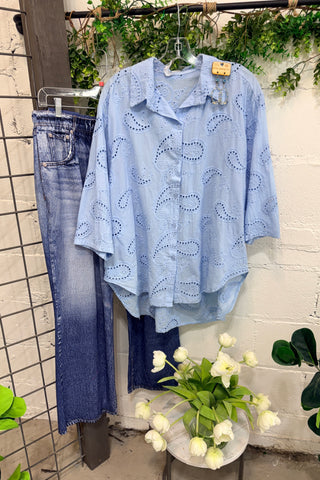 Dixie Darling Top Lt Blue Shirts & Tops YOLLY