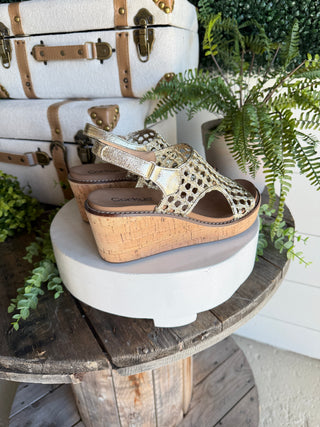 Carley Wedge Gold Woven 2 by Corky’s Sandal Corky's Boutique