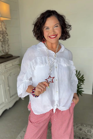 Linda Linen Top White