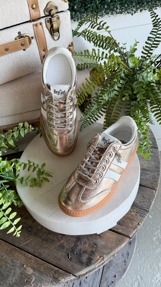 Heads Up Sneakers Gold Metallic by Corky’s