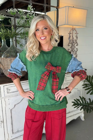 Bow Season Top Green Shirts & Tops Sage+Fig