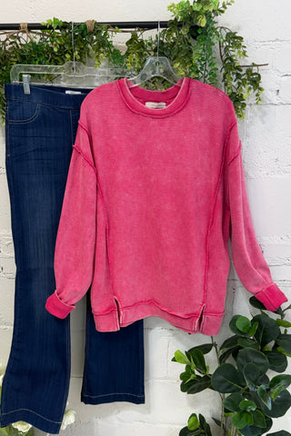 Ripples Top Cornflower Blue Sweatshirt Zenana