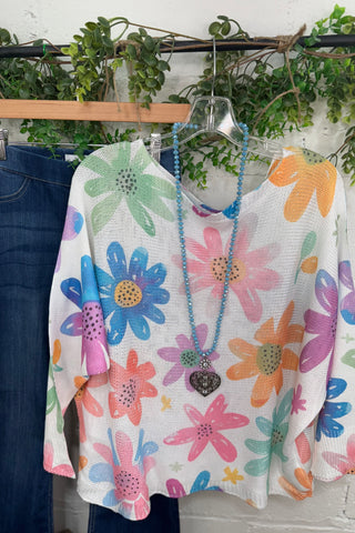 Daisy Dreamin White/Multi sweater OHLALA