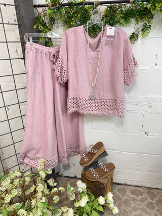 Virginia Linen Pants Blush Pants Allison
