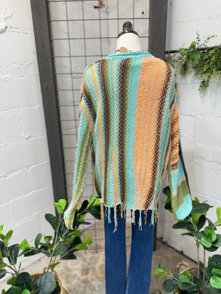 Line Up Aqua/Peach sweater Easel