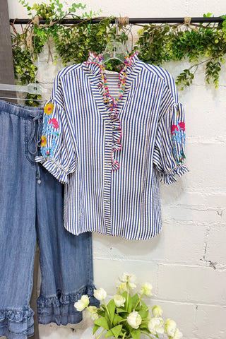 Gibson Top Blue by Umgee Shirts & Tops Umgee