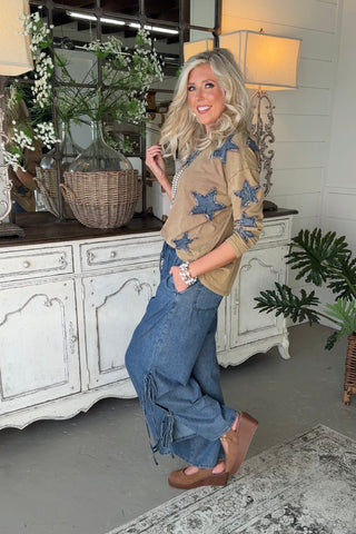 Star Swept Top Brown Shirts & Tops Sage+Fig