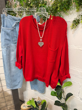 Positively Poppy Red Sweater by Easel RESTOCK Soon sweater Easel