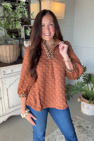 Peabody Top Brown by Umgee Shirts & Tops Umgee