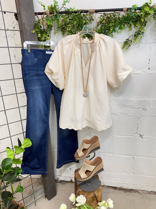 Robbie Top Ecru by Umgee Shirts & Tops Umgee