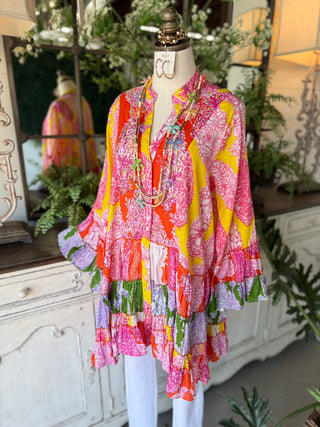 Eye Candy Tunic Pink Multi by POL Clothing Shirts & Tops Pol Clothing