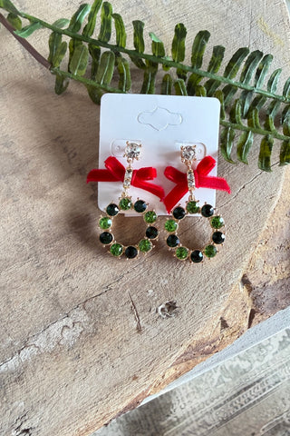 Christmas Wreath Earrings Green Earrings Whats Hot Jewelry/All That Glitters