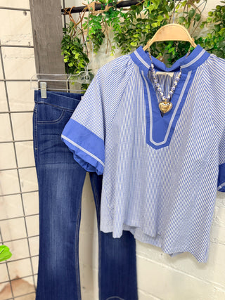 Dempsey Top Blue by Umgee Shirts & Tops Umgee