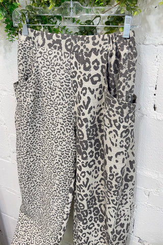 Meow Mix Pants Taupe Leopard