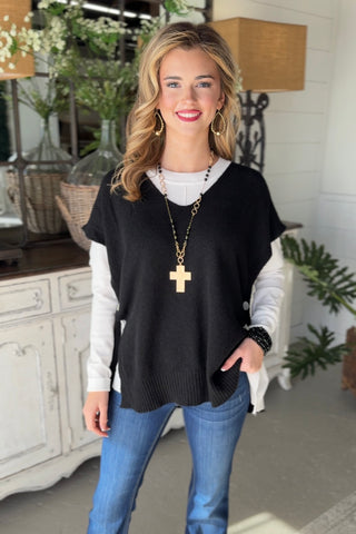 Side Stitch Sweater Black sweater Miss Carla