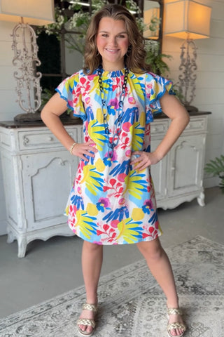 umgee dresses for women Spring Blossom Dress Blue Mix by Umgee M / Blue Mix