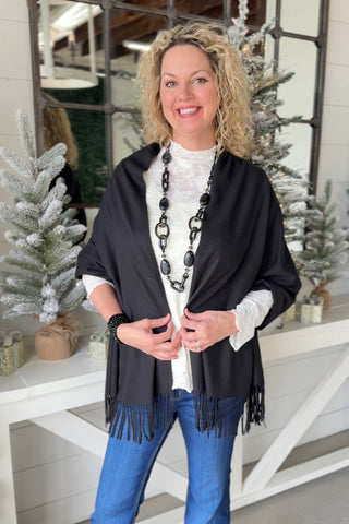 Cora Black Cashmere Wrap/Scarf Scarf Wona Trading