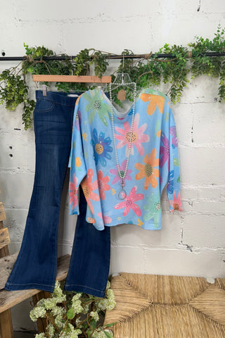 Daisy Dreamin Blue/Multi sweater OHLALA