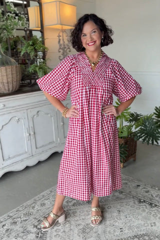 Harrison Long Dress Crimson by Umgee M / Crimson