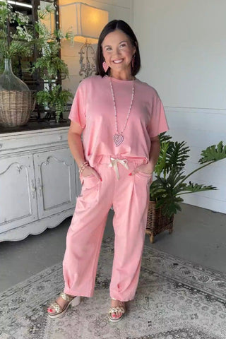 Settle Down Pant Set Coral Top & Pant Set Davi & Dani
