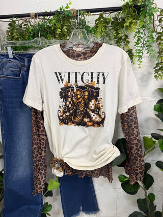 Witchy Boots Blingy Tee Natural T Shirt The Crystal Ranch