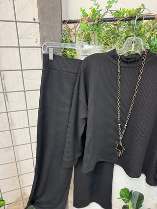 Pose Pant Set Black Top & Pant Set Zenana