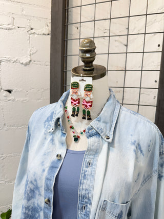 Holiday Denim Shacket Nutcrackers Shirts & Tops Raisin' Arrows