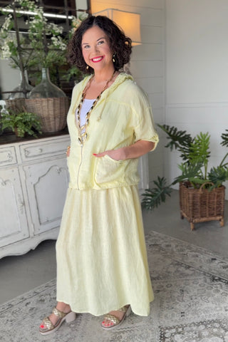 Bernice Linen Skirt Lemon Skirt Sole Luna