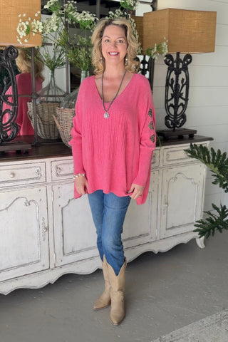 Pleating Heart Rose sweater Mina Rosa/Miss Carla