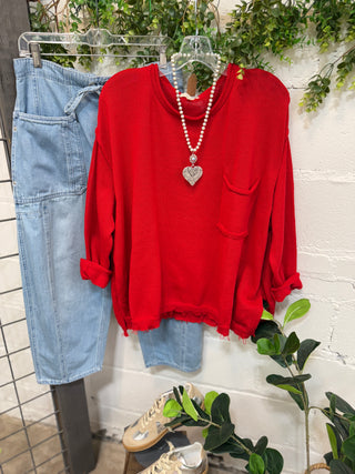 Positively Poppy Red Sweater by Easel sweater Easel